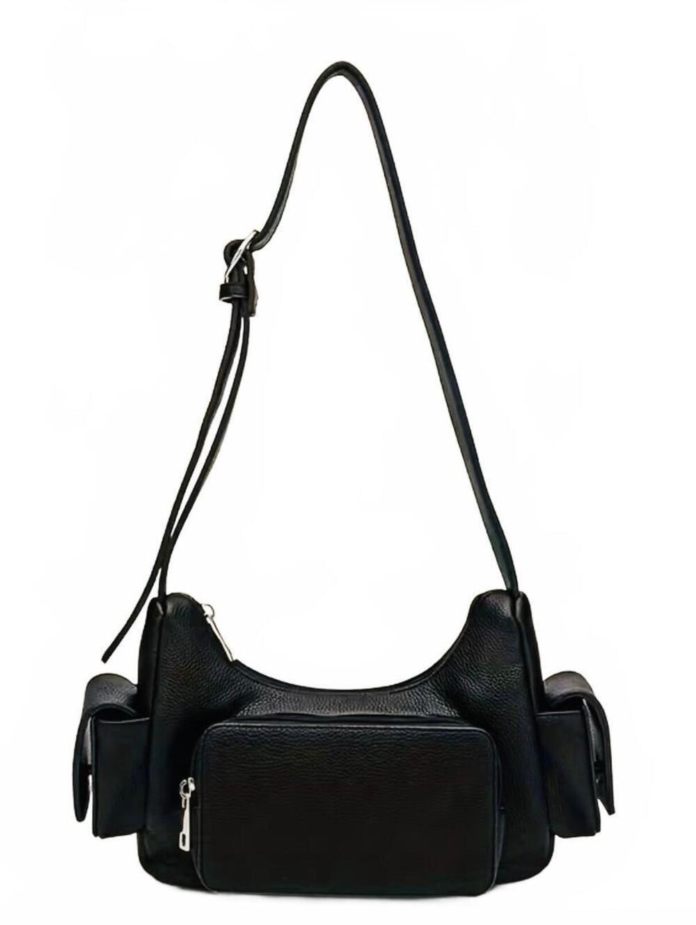New -Gorgeous Vegan Leather -Utility Style Shoulder Bag -Black